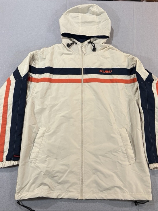 FUBU Other - Vintage Fubu Track Suit Jacket Sz large 90s Baggy Windbreaker Swishy Cream